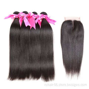 Wholesale 100% Brazilian Remy Virgin Hair Bundles with Top Lace Closure
